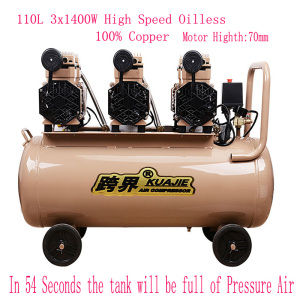 3X1400W Portable Silent Oil Free High Pressure Air Compressor