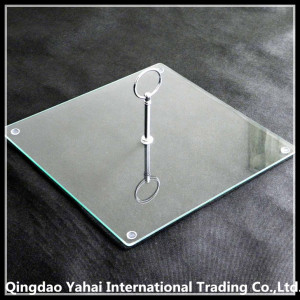 4mm Square Glass Cake Plate with Handle / Cake Holder